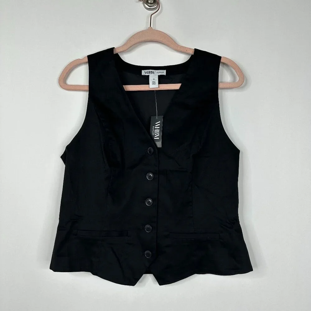 NWT White House Black Market Sleeveless Sateen Vest Black 14 #WHBM70 - Picture 2 of 8